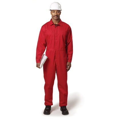 man in red coverall
